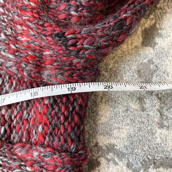 Prana Chunky Wrap Open Front Circle Cardigan Sweater Wool Blend Burgundy Small - Picture 9 of 10